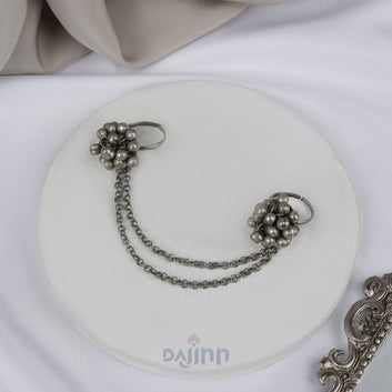 Dajinn Kuwra Silver Oxidised Ghungroo Ring