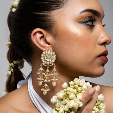 Dajinn Nainika Pearl and Polki Earring