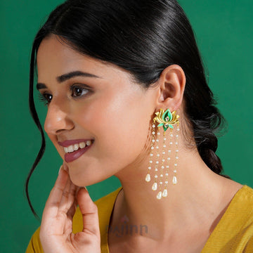 Chamak Chalo Light & Dark Green Truck Art Earrings