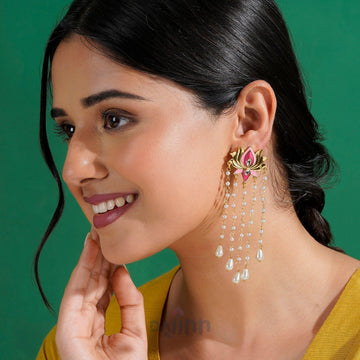 Chamak Chalo Light Pink & Fuschia Pink Truck Art Earrings