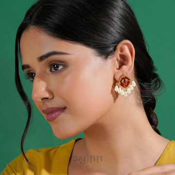 Crazy Kiya Re Maroon & Orange Truck Art Earrings