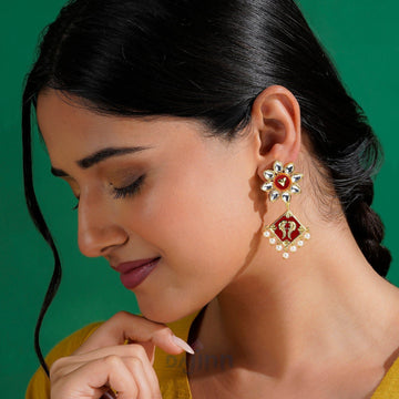 Laung Da Lashkara Maroon & Orange Truck Art  Earrings