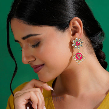 Laung Da Lashkara Fuschia Pink Truck Art  Earrings