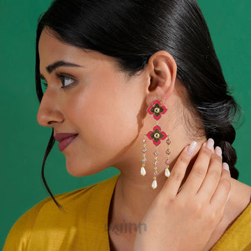 Tera Fitoor Fuschia Pink Truck Art Earrings