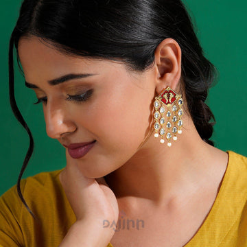 Ashoka Maroon & Orange Truck Art Earrings