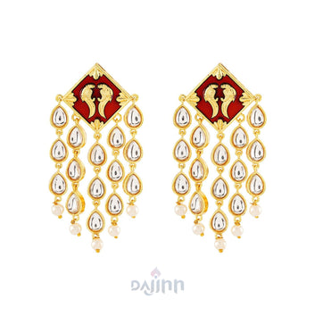Ashoka Maroon & Orange Truck Art Earrings
