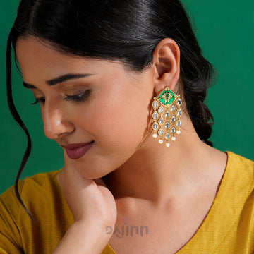Ashoka Light Green and Dark Green Truck Art Earrings