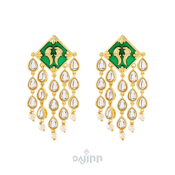 Ashoka Light Green and Dark Green Truck Art Earrings