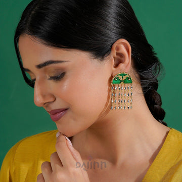 Choli ke Peeche Green Truck Art Earrings