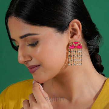 Choli ke Peeche Fuscia Pink Truck Art Earrings