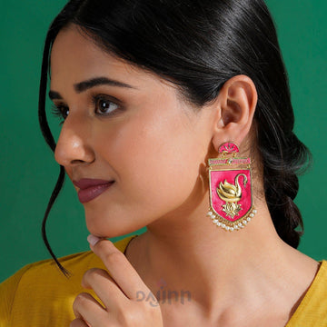 Mehbooba Fuschia Pink Trunk Art Earrings