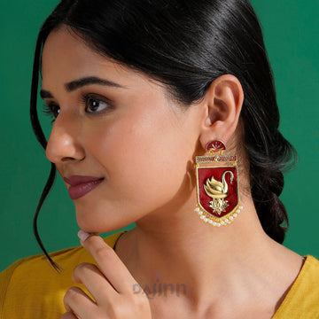 Mehbooba Maroon Trunk Art Earrings