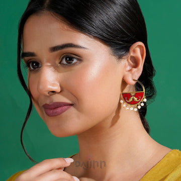 Param Sundari Maroon Truck Art Earrings