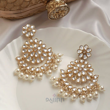 Dajinn Raima Pearl and Polki Earring