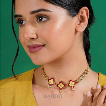 Hello Phools Maroon Necklace