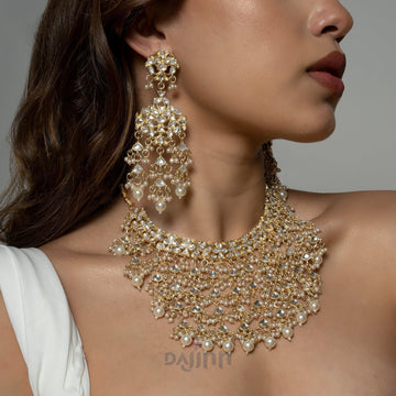 Dajinn Kanica Pearl and Polki Necklace Set
