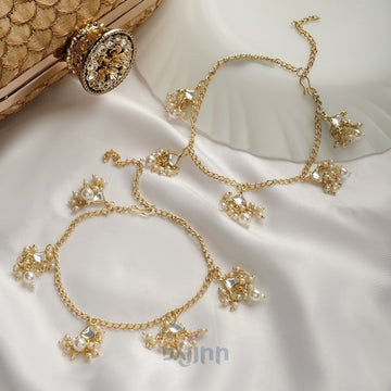 Dajinn Rinikaa Pearl and Polki Anklet