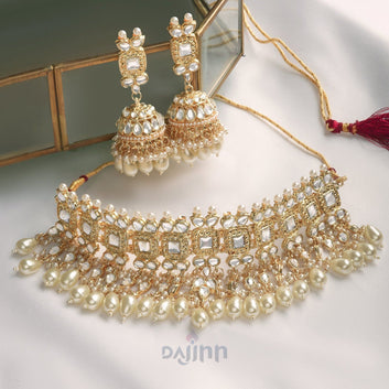 Dajinn Kanisha Pearl and Polki Necklace Set