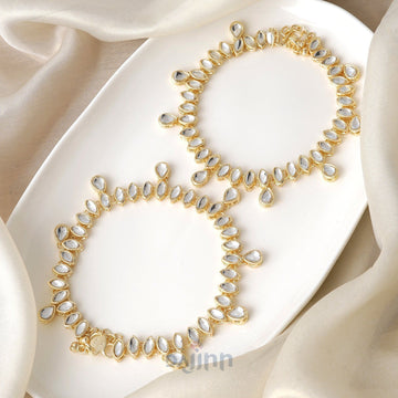 Dajinn Haritha Mirror Gold Anklets