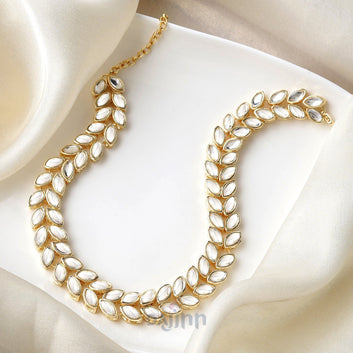 Dajinn Zareen Gold and kundan Princess Necklace