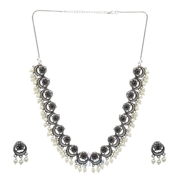 Dajinn Ashvi Metallic Silver Oxidized Jewelry Gift Set