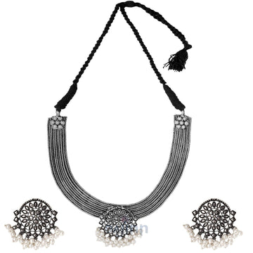Dajinn Mandana Silver Oxidised Jewelry Gift Set