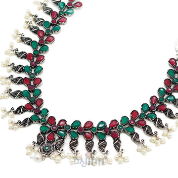 Dajinn Mrigna Multicolor stone oxidized silver jewellery gift set