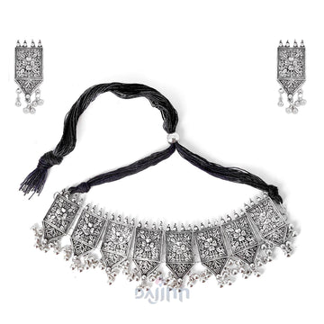 Dajinn Aashima Silver Oxidised Jewelry Gift Set