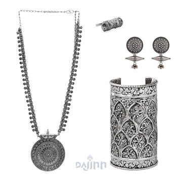 Dajinn Magadha Oxidised Silver Jewellery Gift Set