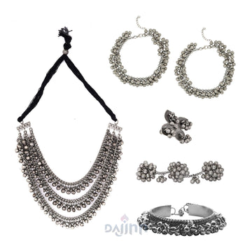 Dajinn Kamboja Oxidised Silver Jewellery Gift Set