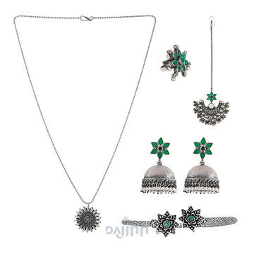 Dajinn Tirupati Oxidised Silver Jewellery Gift Set