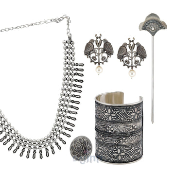 Dajinn Kalachuri Oxidised Silver Jewellery Gift Set