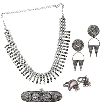 Dajinn Kakatiya Oxidised Silver Jewellery Gift Set
