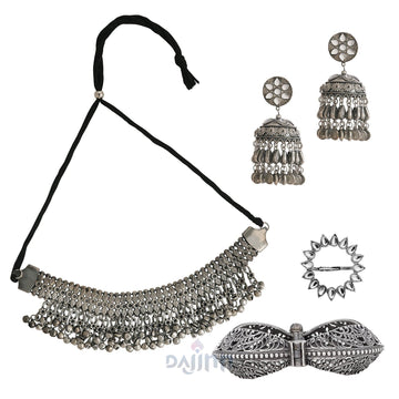 Dajinn Pataliputra Oxidised Silver Jewellery Gift Set