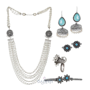 Dajinn Taxila Oxidised Silver Jewellery Gift Set
