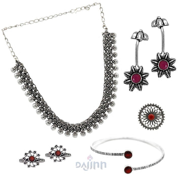 Dajinn Takshashila Oxidised Silver Jewellery Gift Set