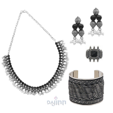 Dajinn Kausambi Oxidised Silver Jewellery Gift Set