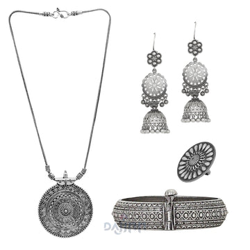 Dajinn Amaravati Oxidised Silver Jewellery Gift Set