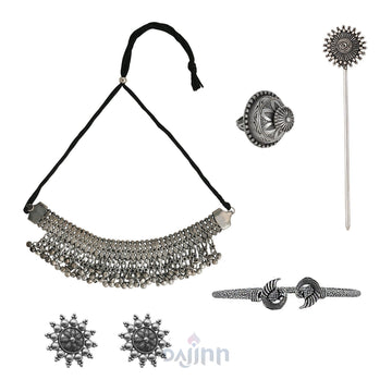 Dajinn Poompuhar Oxidised Silver Jewellery Gift Set