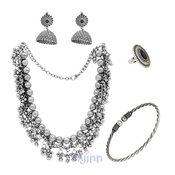 Dajinn Bhadravati Oxidised Silver Jewellery Gift Set