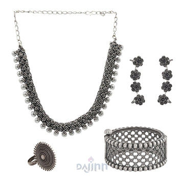 Dajinn Nagarjunakonda Oxidised Silver Jewellery Gift Set