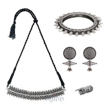 Dajinn Halebidu Oxidised Silver Jewellery Gift Set