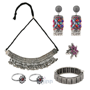 Dajinn Sravanabelagola Oxidised Silver Jewellery Gift Set