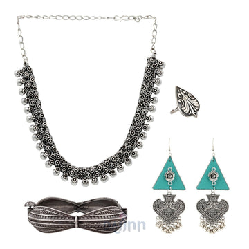 Dajinn Badami Oxidised Silver Jewellery Gift Set