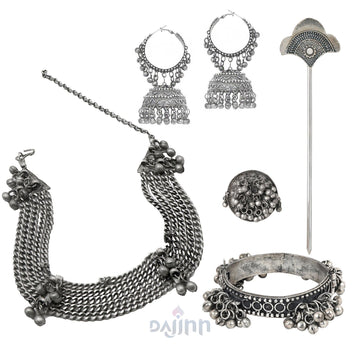 Dajinn Srirangapatna Oxidised Silver Jewellery Gift Set