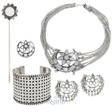 Dajinn Machilipatnam Oxidised Silver Jewellery Gift Set