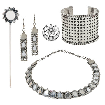 Dajinn Kadapa Oxidised Silver Jewellery Gift Set