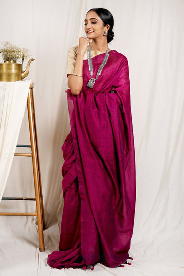 AYSR Boutique Boysenberry Mulmul Cotton Saree