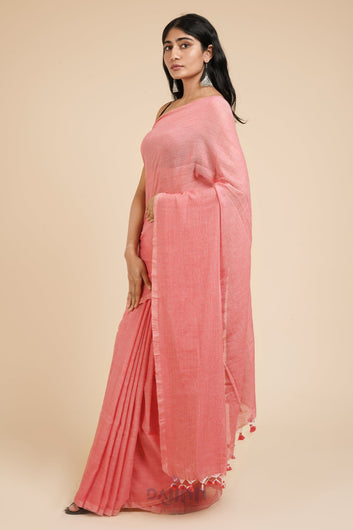 AYSR Boutique Sunset Pink Mulmul Saree