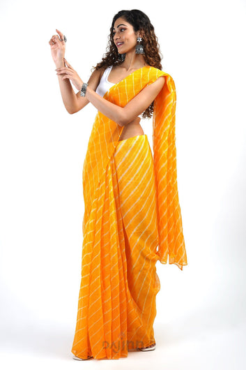AYSR Boutique Eshika Yellow Kota Leheriya Saree with Blouse Piece